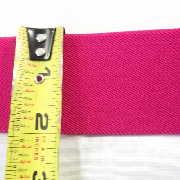 Fuchsia Pink Stretch Belt with Gold and Pink Buckle - Picture 5 of 10